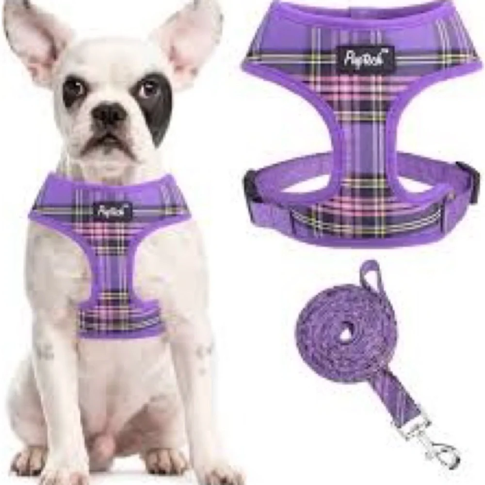 NWT Puptech Purple Plaid Pet Harness. Size Medium